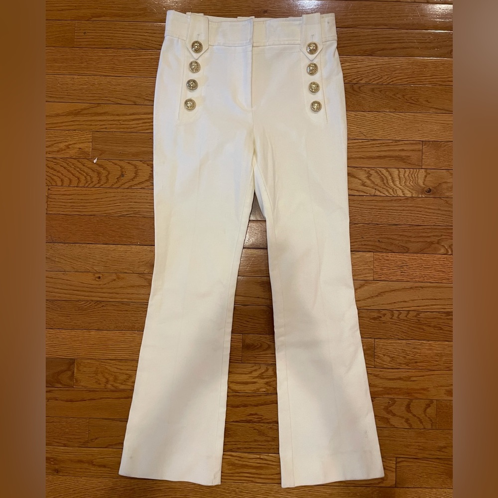 White sailor Derek Lam 10 Crosby pants. Brand new. Size 0. Gold colored details